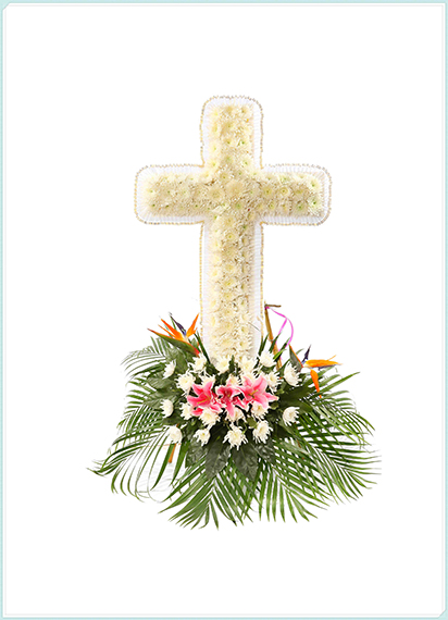 H39十字架花篮 390元（菊花）(图1)